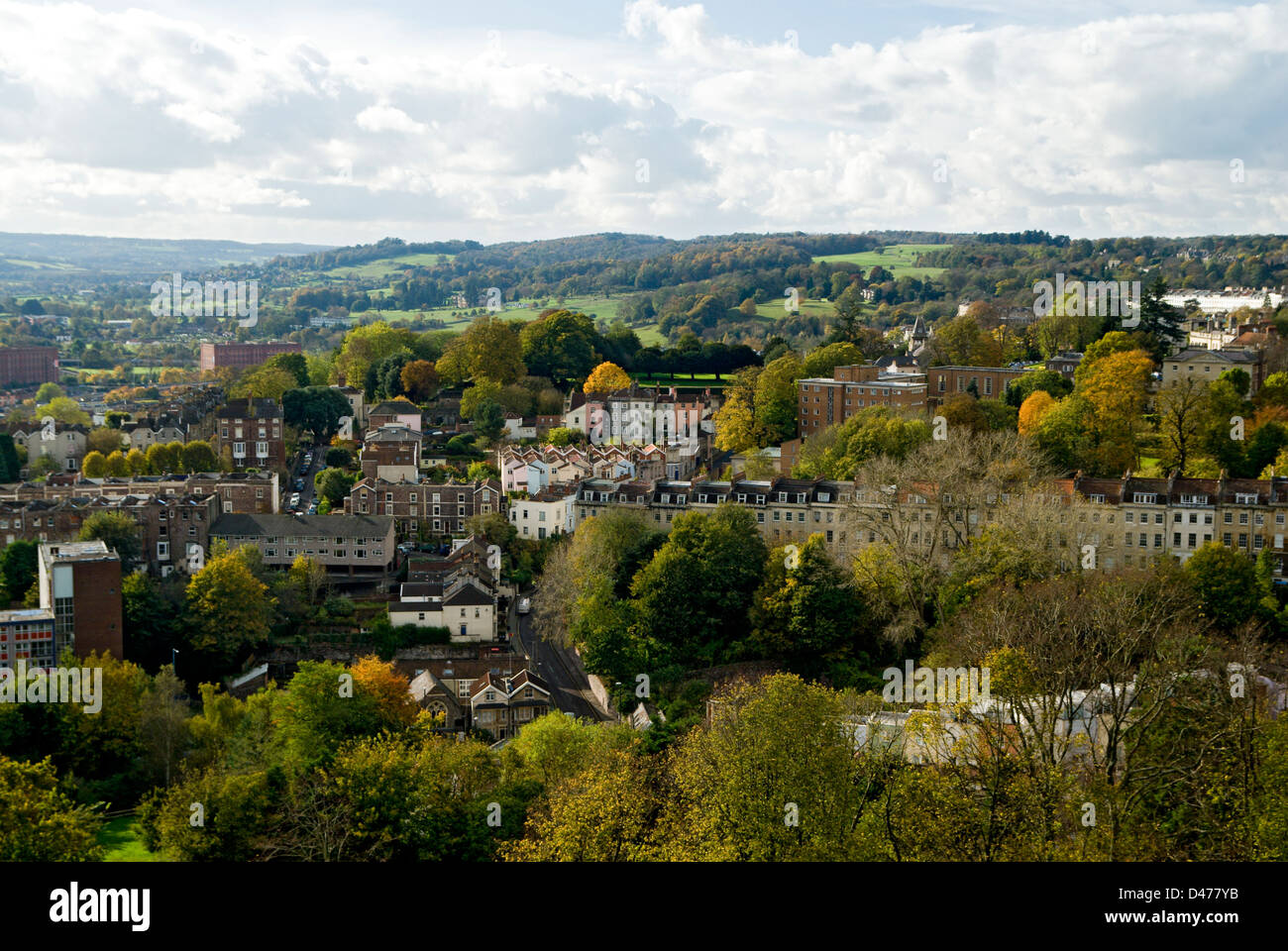 view looking out across bristol from the cabot tower brandon hill bristol england Stock Photo
