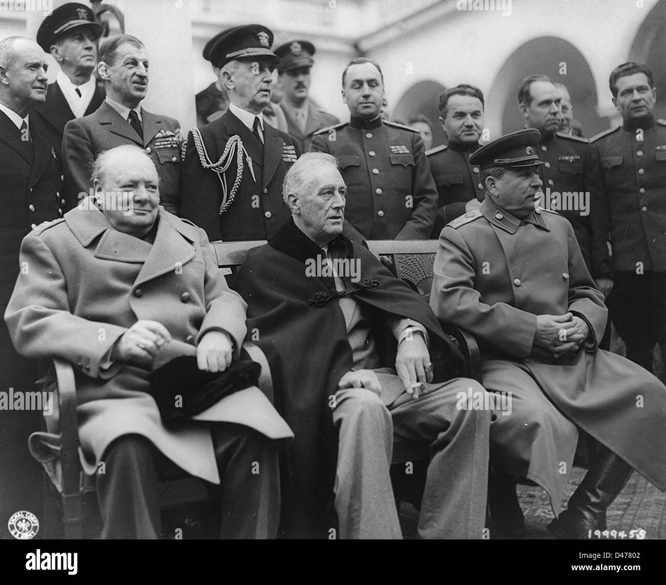 Roosevelt, Churchill and Stalin at the palace of Yalta Stock Photo
