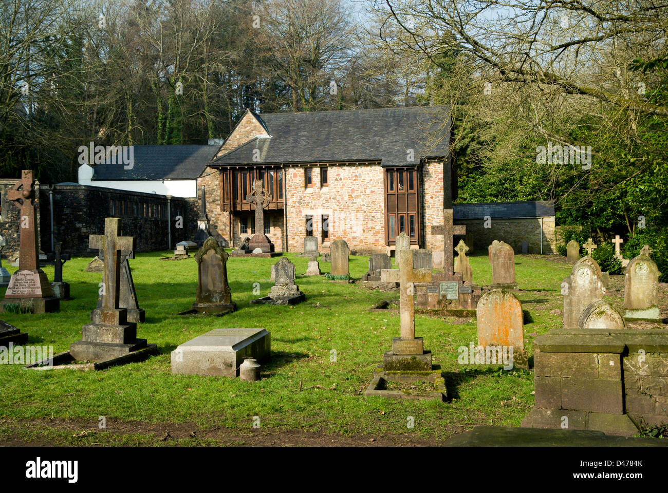 buildings and graveyard llandaff cathedral cardiff wales Stock Photo