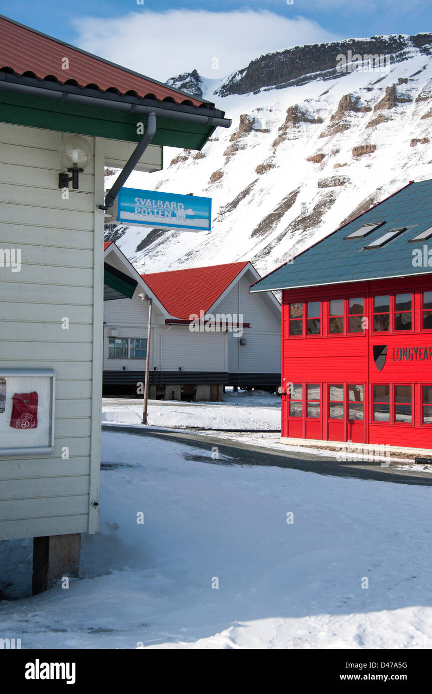The office of Svalbardsposten, the most northelry newspaper in the world, in Longyearbyen in Spitsbergen Stock Photo