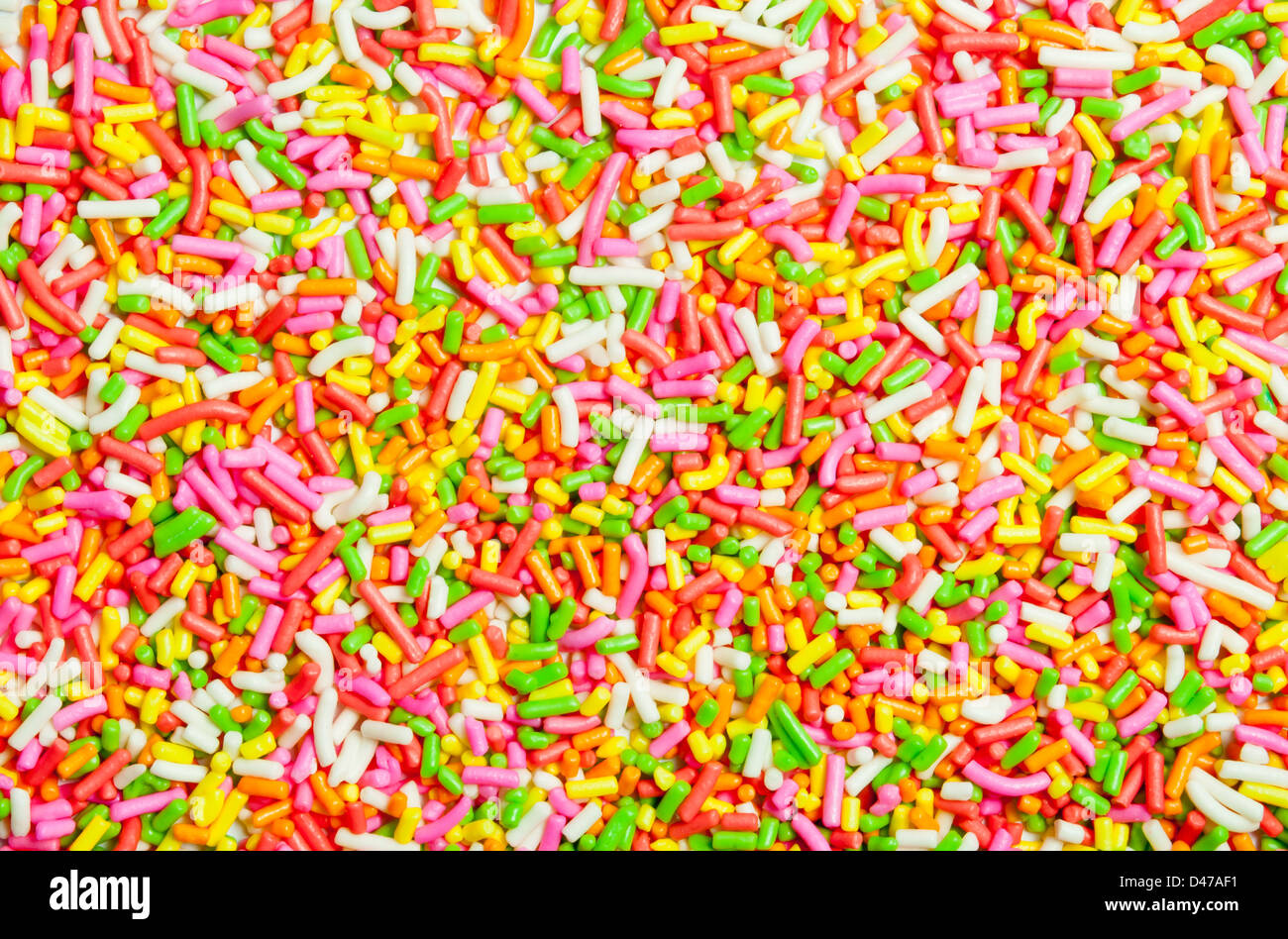 Background of colorful sprinkles, jimmies for cake decoration or ice