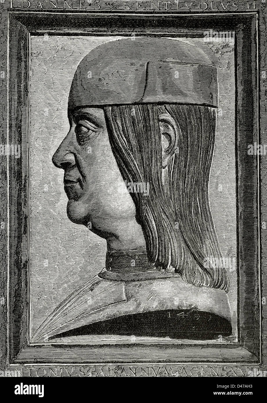 Giovanni II Bentivoglio (1443-1508). Italian noble. Engraving in The Universal History, 1881. Stock Photo