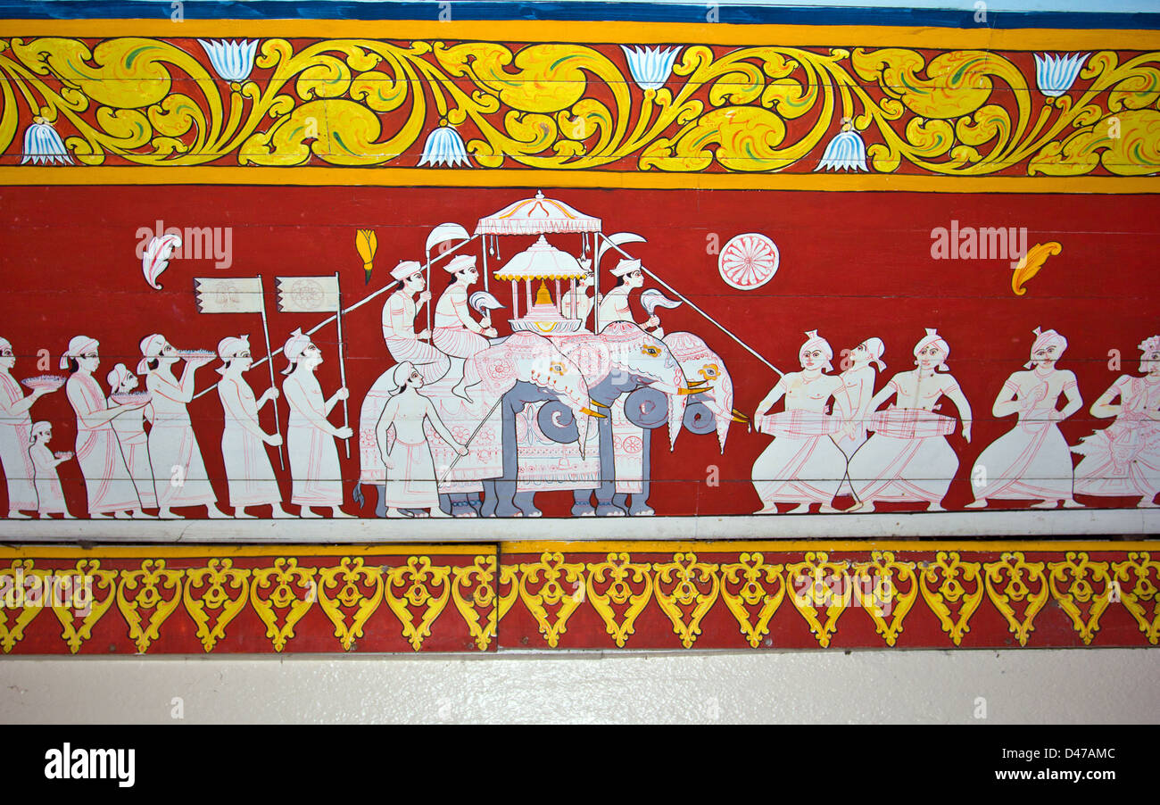 TEMPLE DECORATION IN BUDDHIST TEMPLE OF THE TOOTH KANDY SRI LANKA Stock Photo