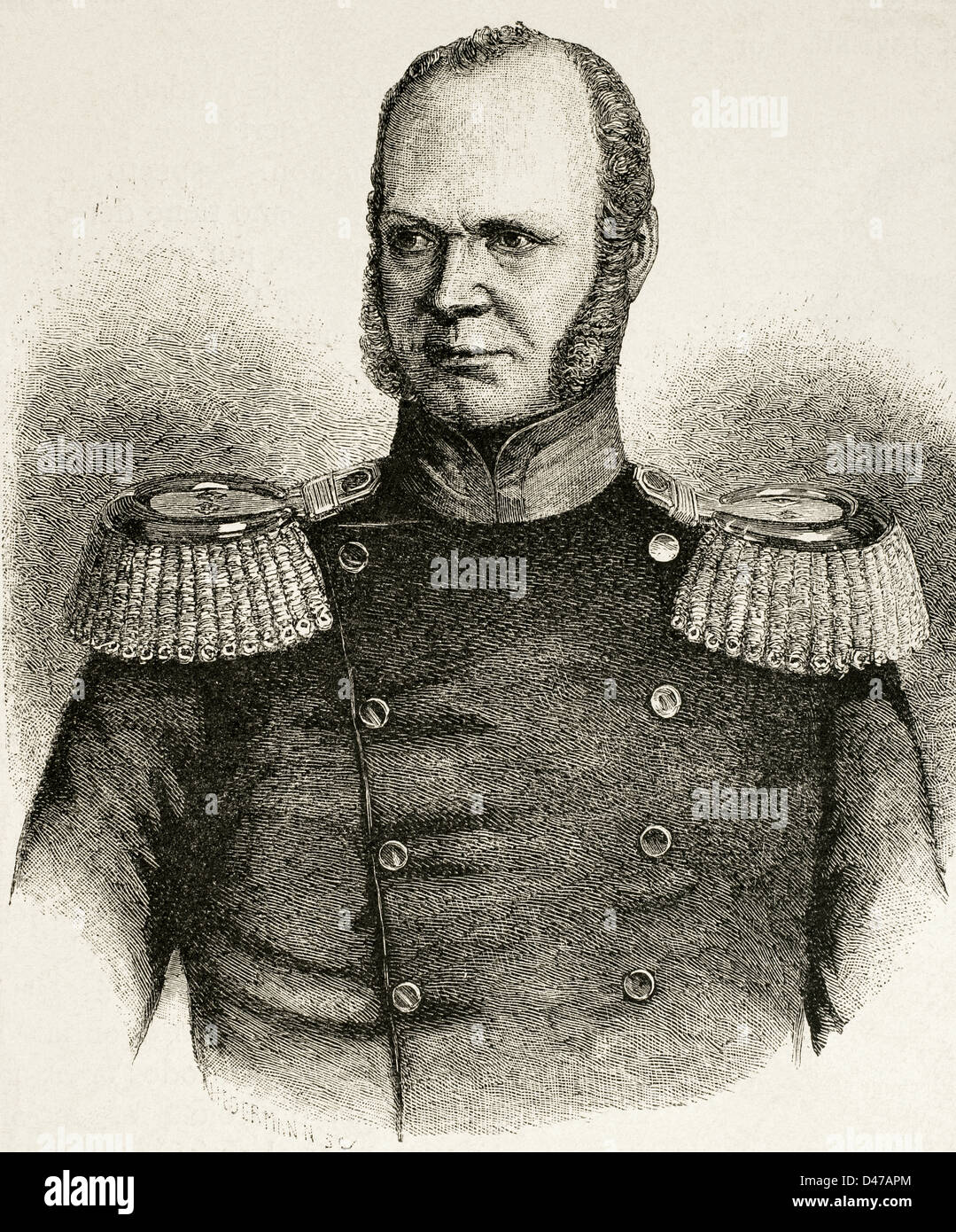 Friedrich Wilhelm, Count Brandenburg (1792-1850). German military and politician. Engraving in The Universal History, 1885 Stock Photo