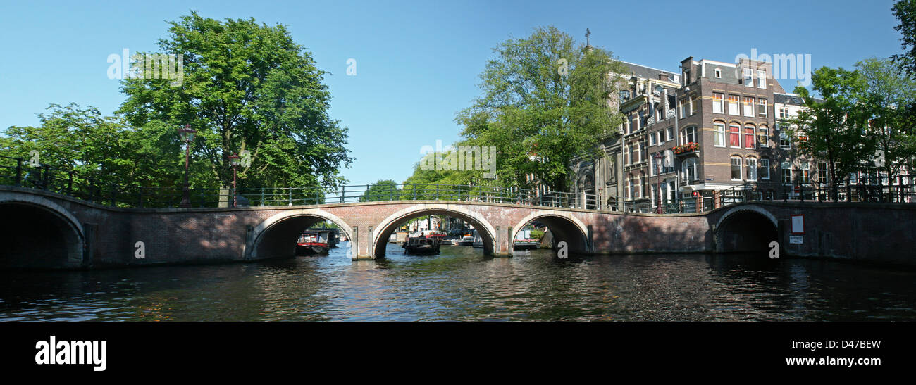 The Netherlands Holland Amsterdam Bridge Prinsengracht Canal District Stock Photo