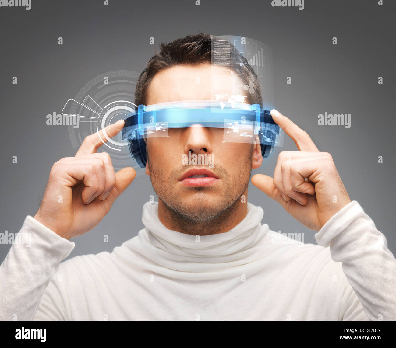 businessman with digital glasses Stock Photo Alamy