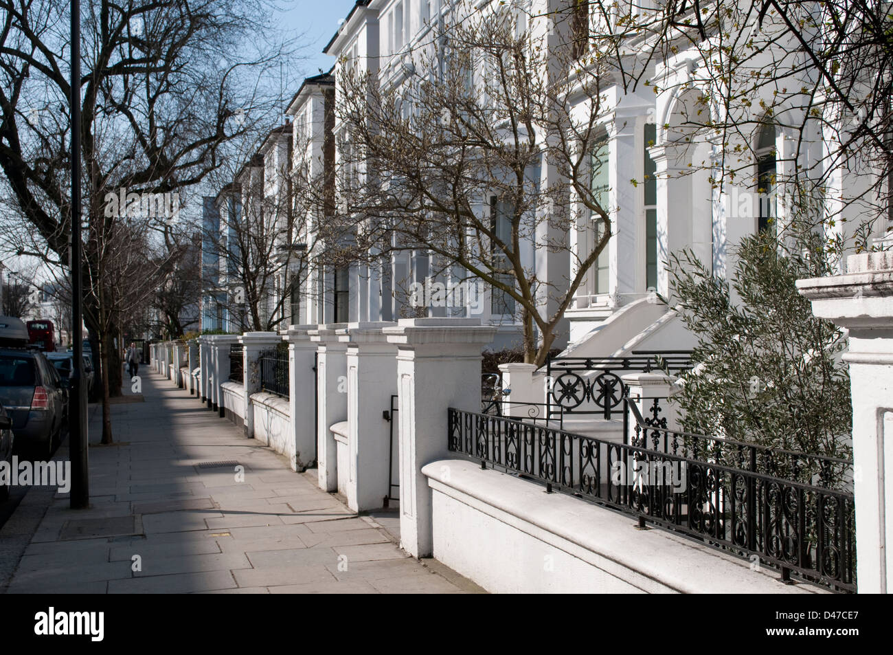 Terraced houses, Elgin Crescent, Kensington, London, W11, UK Stock