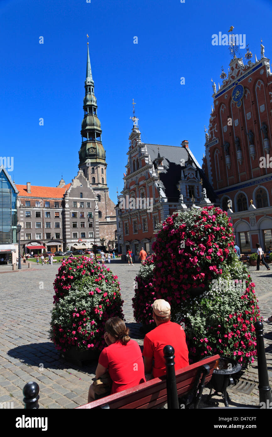 Town Hall Square, (Ratslaukums),  Riga, Latvia Stock Photo