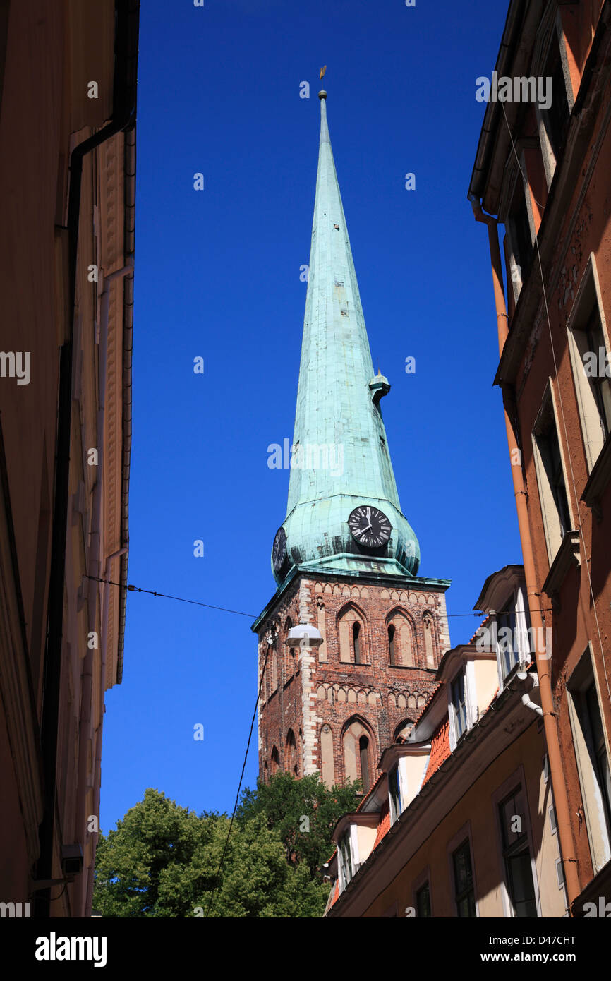 Tower of St. Jakobs Church, Riga, Latvia Stock Photo