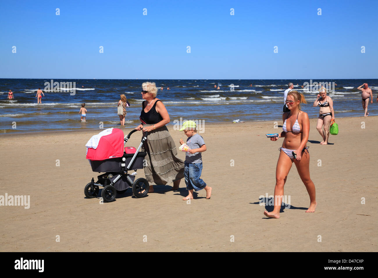 Beach of Majori,  Baltic Sea, Jurmala, Riga, Latvia Stock Photo