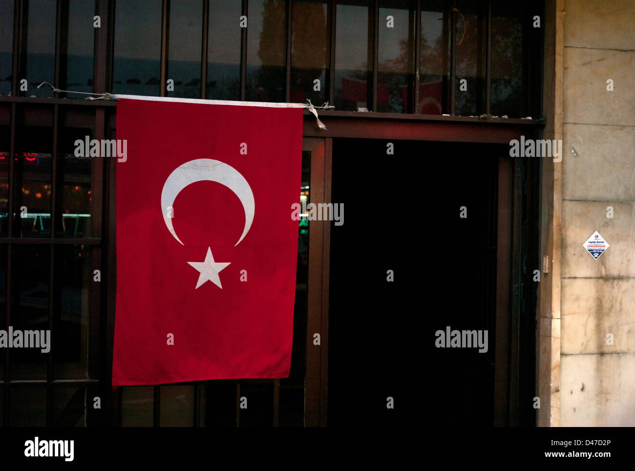 Turkish flag, Tophane Iskele Caddesi, Istanbul, Turkey Stock Photo