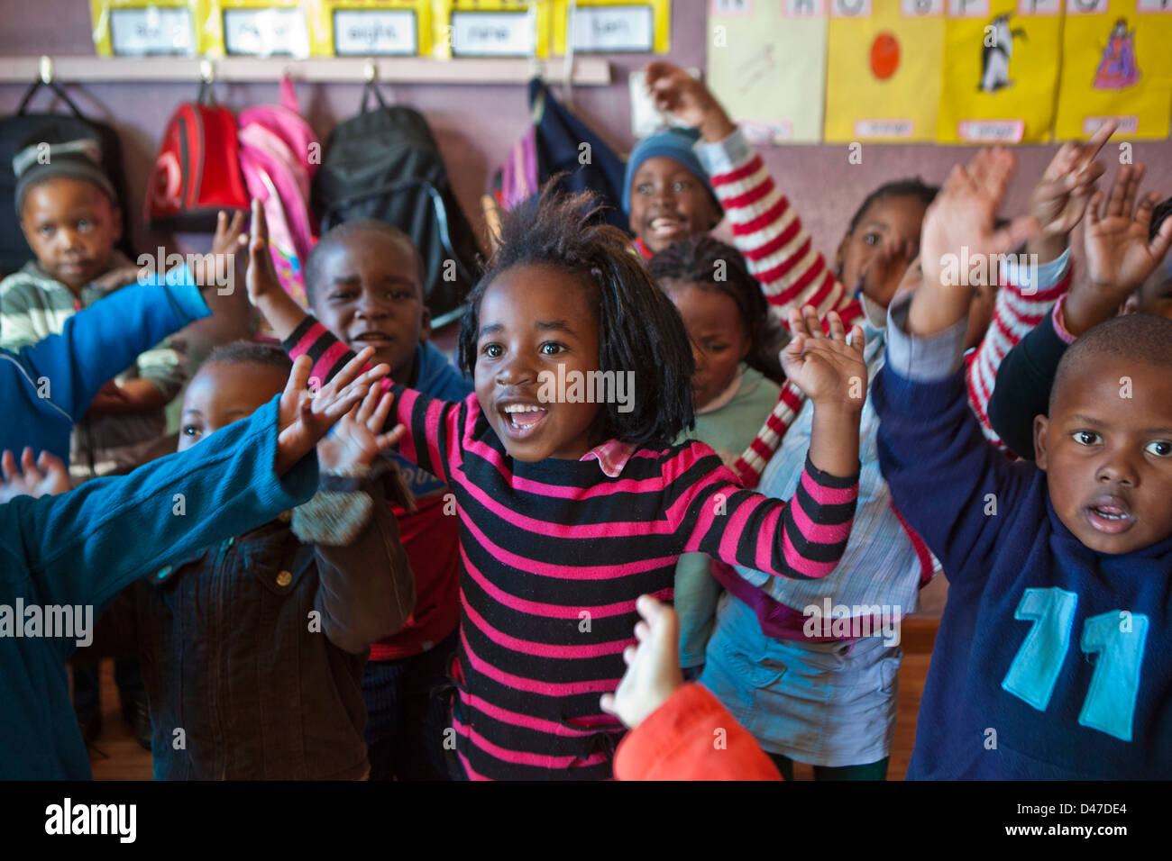 Young South African children dance and sing in an Early Childhood