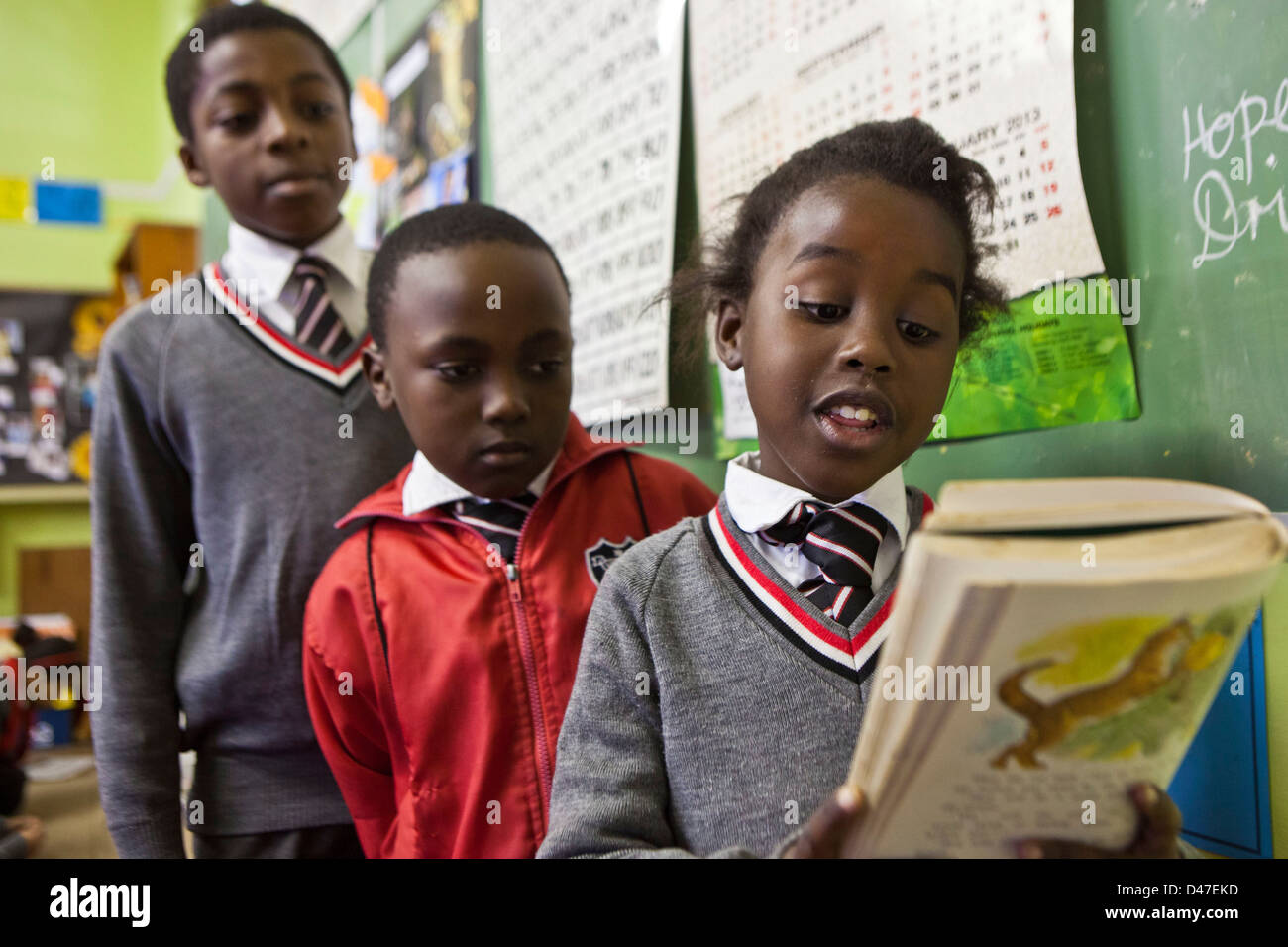 School children in reading / literacy class, Cape Town, South Africa