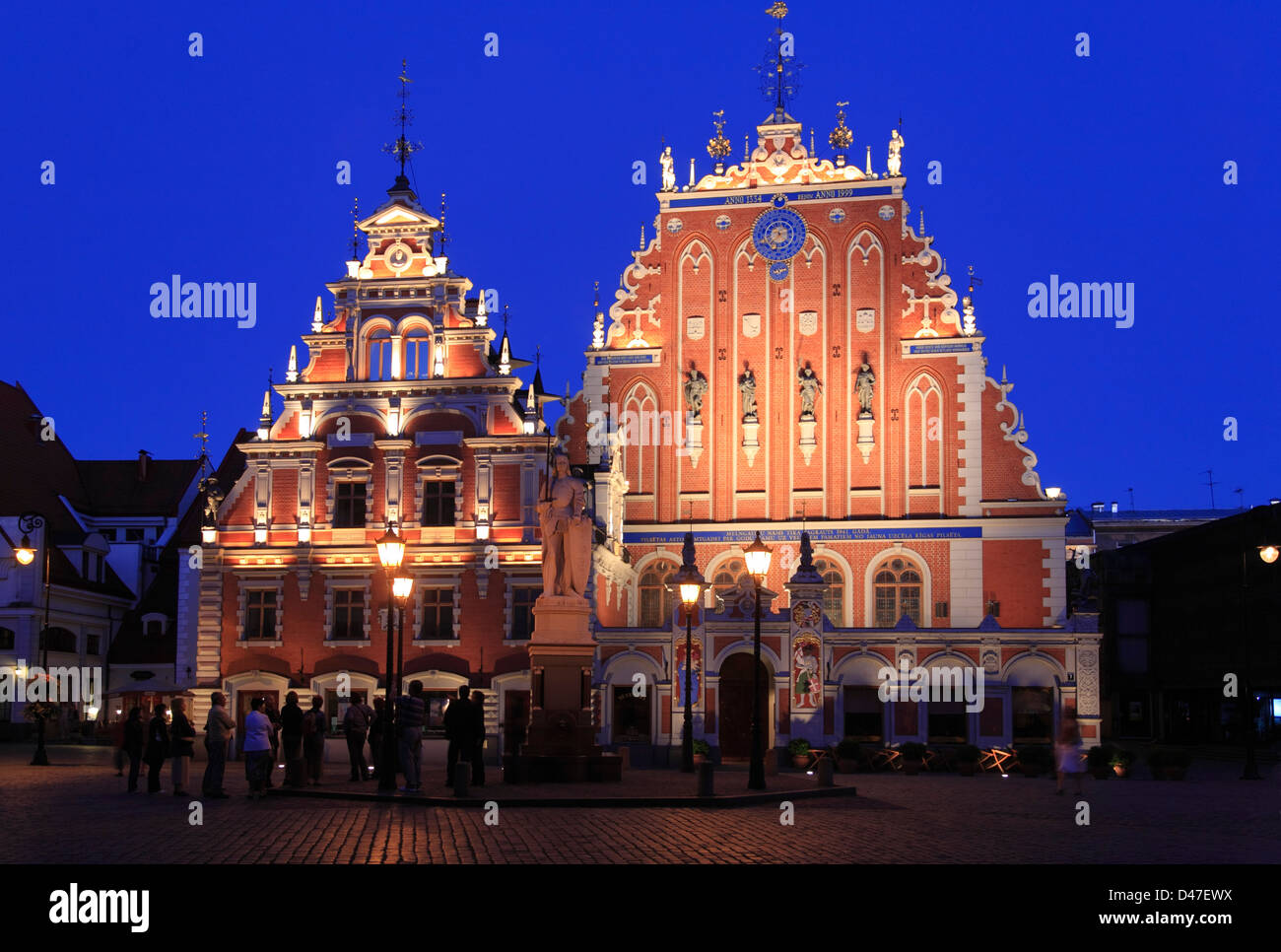 Blackheads House at Town Hall Square in the evening, Riga, Latvia Stock Photo