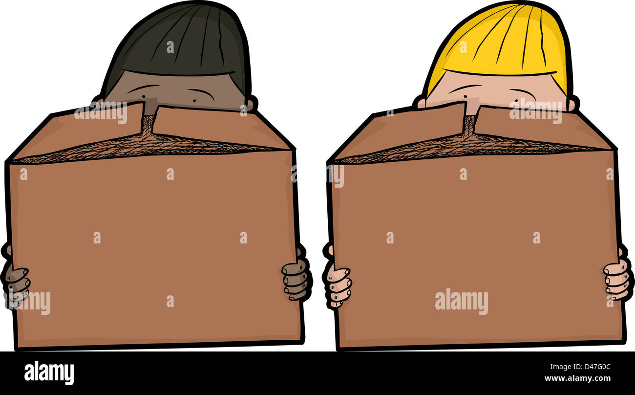 Person holding big box over white background Stock Photo - Alamy