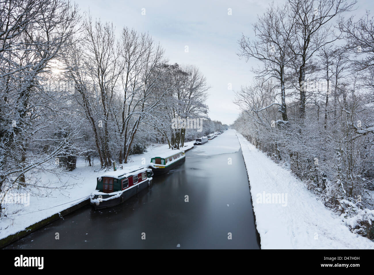 Grand Union Canal in Winter. Warwickshire. England. UK. Stock Photo