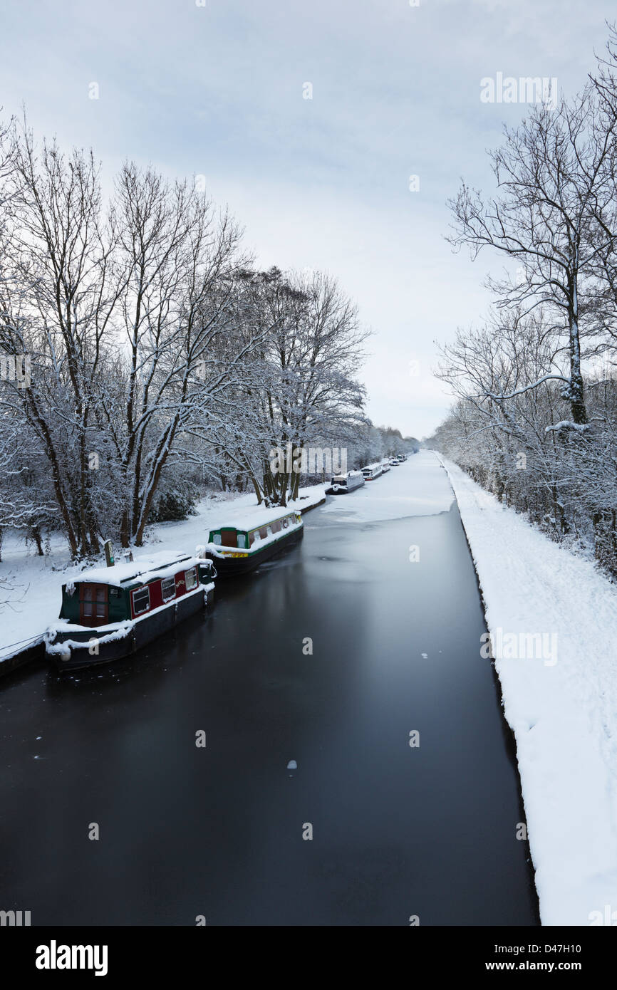 Grand Union Canal in Winter. Warwickshire. England. UK. Stock Photo