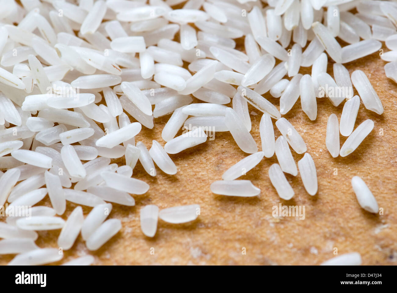 Close up of scattered white rice Stock Photo