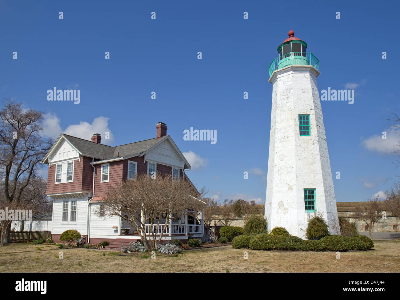 The Old Point Comfort lighthouse and keepers quarters at Fort Monroe