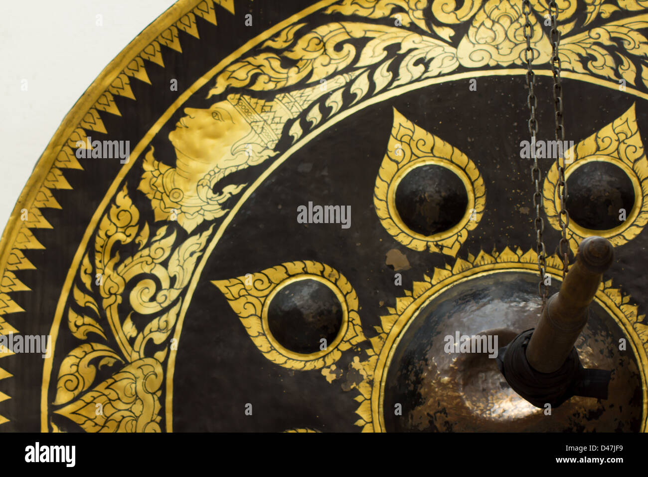 Old brass gong of victory,Thailand Stock Photo