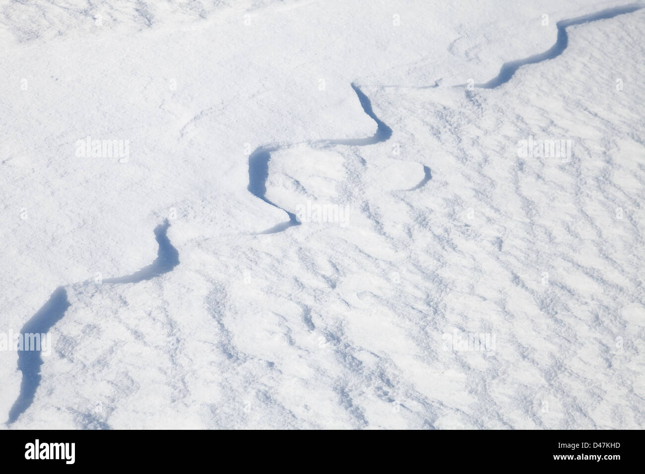 Texture of snowdrift with nice curved shadows Stock Photo
