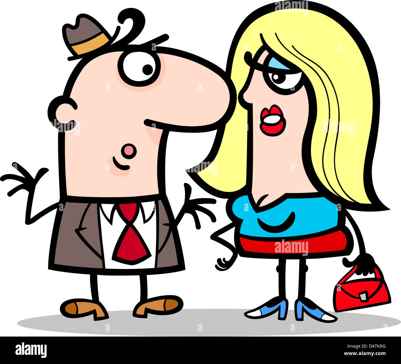 Cartoon Illustration of Funny Man and Woman Couple Talking Stock Photo ...