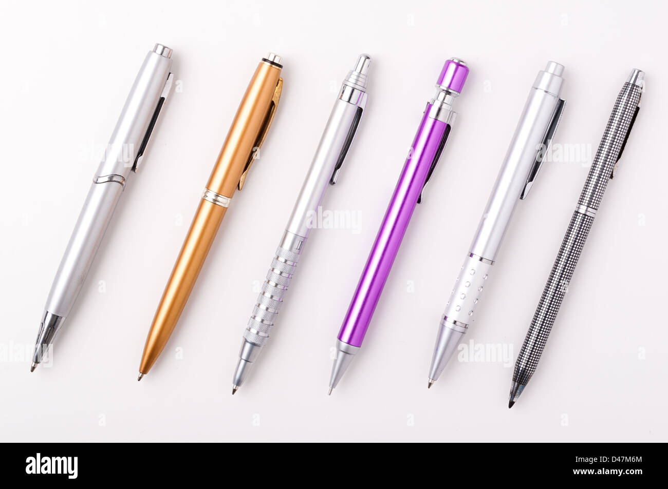 Ballpoint pen set isolated on white background Stock Photo - Alamy