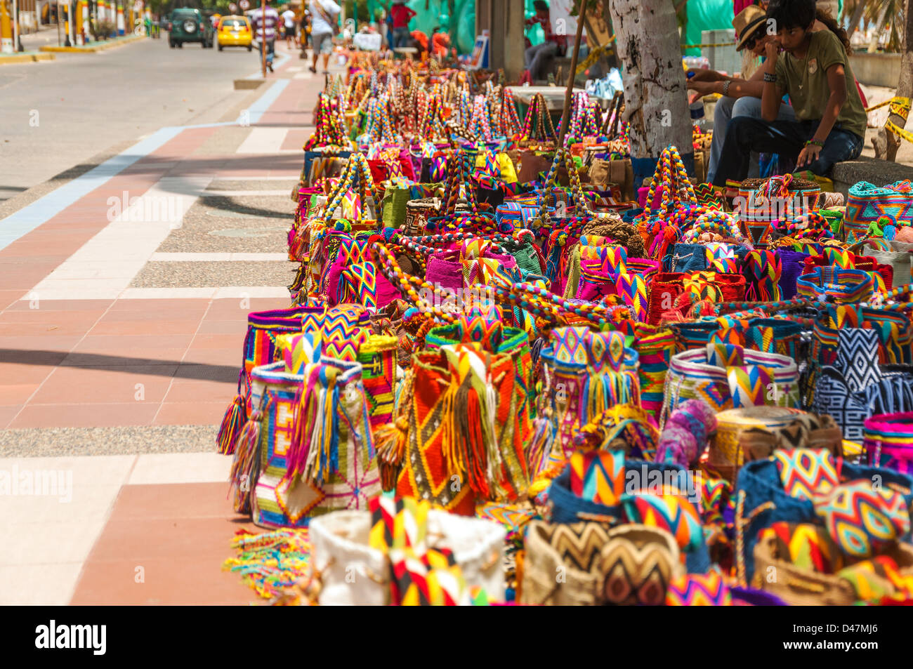 Bags, called mochilas, used by indigenous Wayuu in La Guajira in Colombia  being sold on the street as souvenris Stock Photo - Alamy