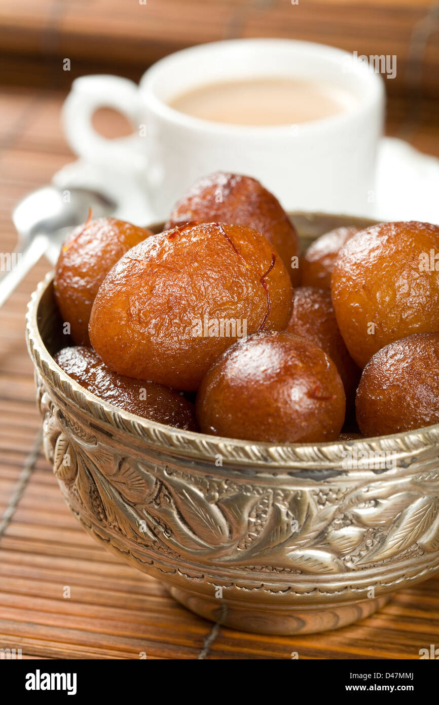 indian special sweet Gulab Jamun Stock Photo