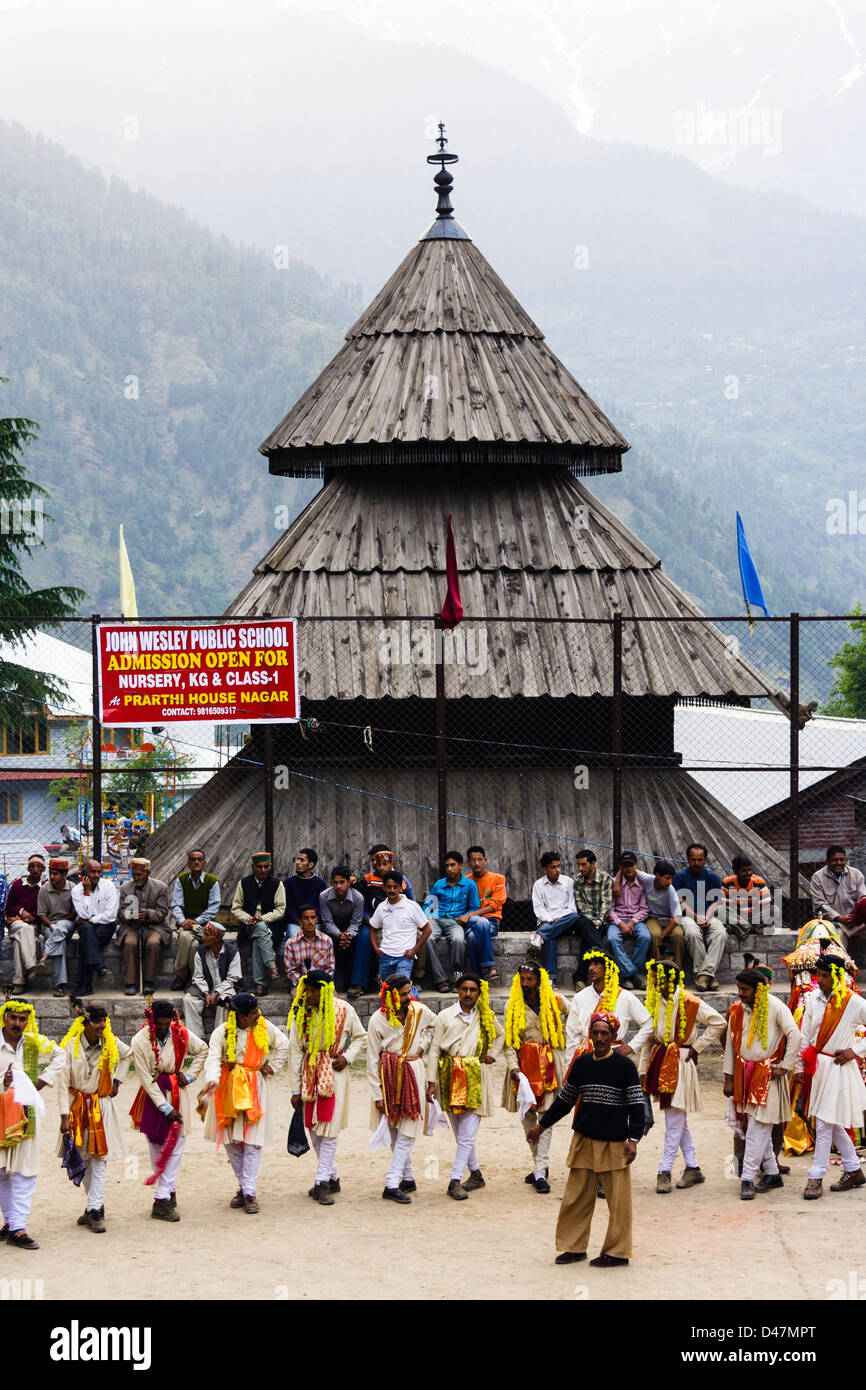 High caste Rajputs dancing at Naggar festival. Himachal Pradesh, India Stock Photo