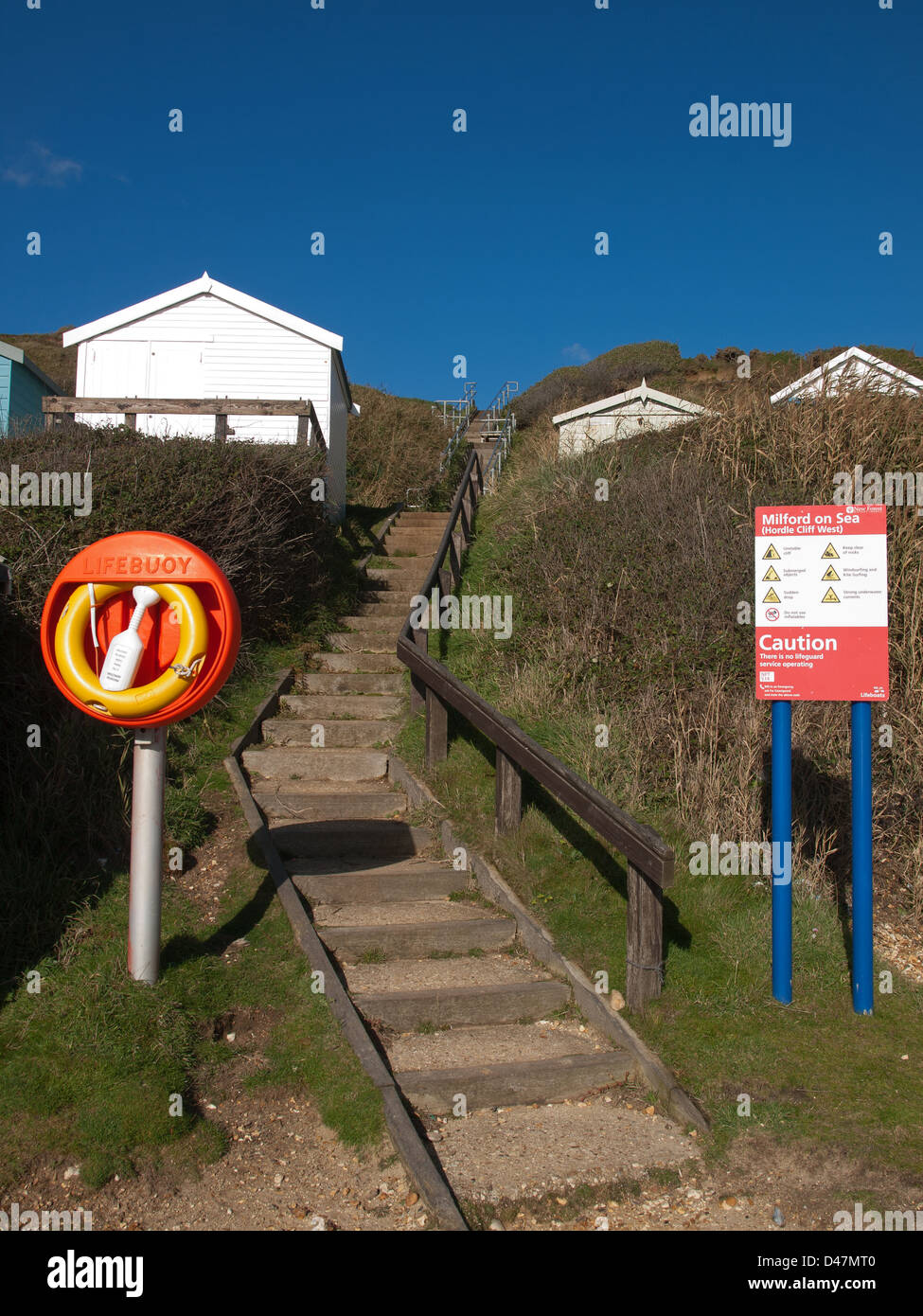 Steps from the beach to the cliff top Barton on Sea Hampshire England