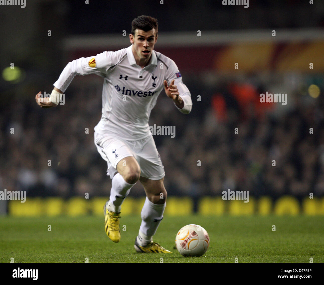 07.03.2013 London, England. Gareth Bale of Tottenham Hotspur during  the Europa League game between Tottenham Hotspur and Inter Milan from White Hart Lane. Stock Photo