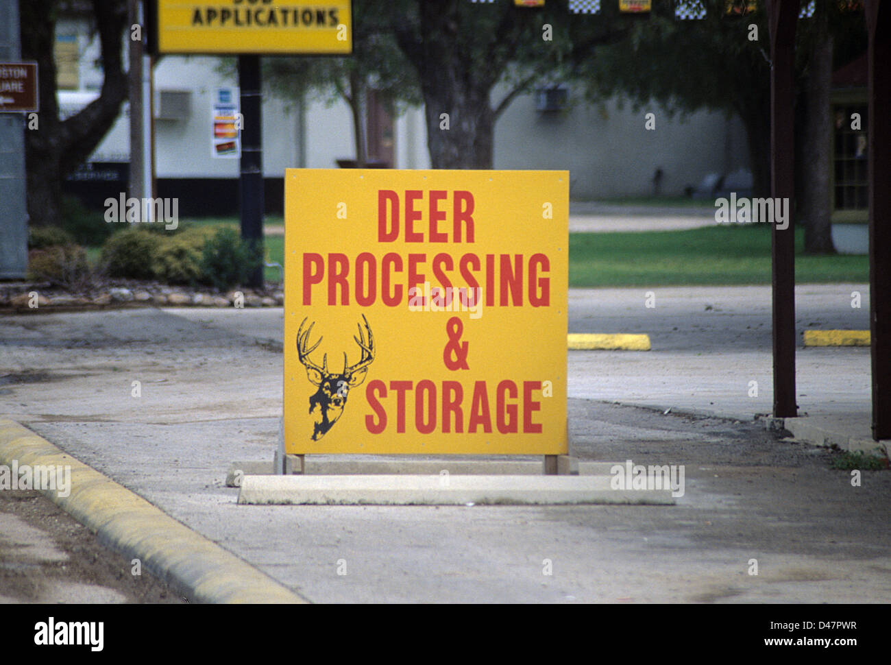 Sign announcing deer processing butchering and storage in Hondo Texas