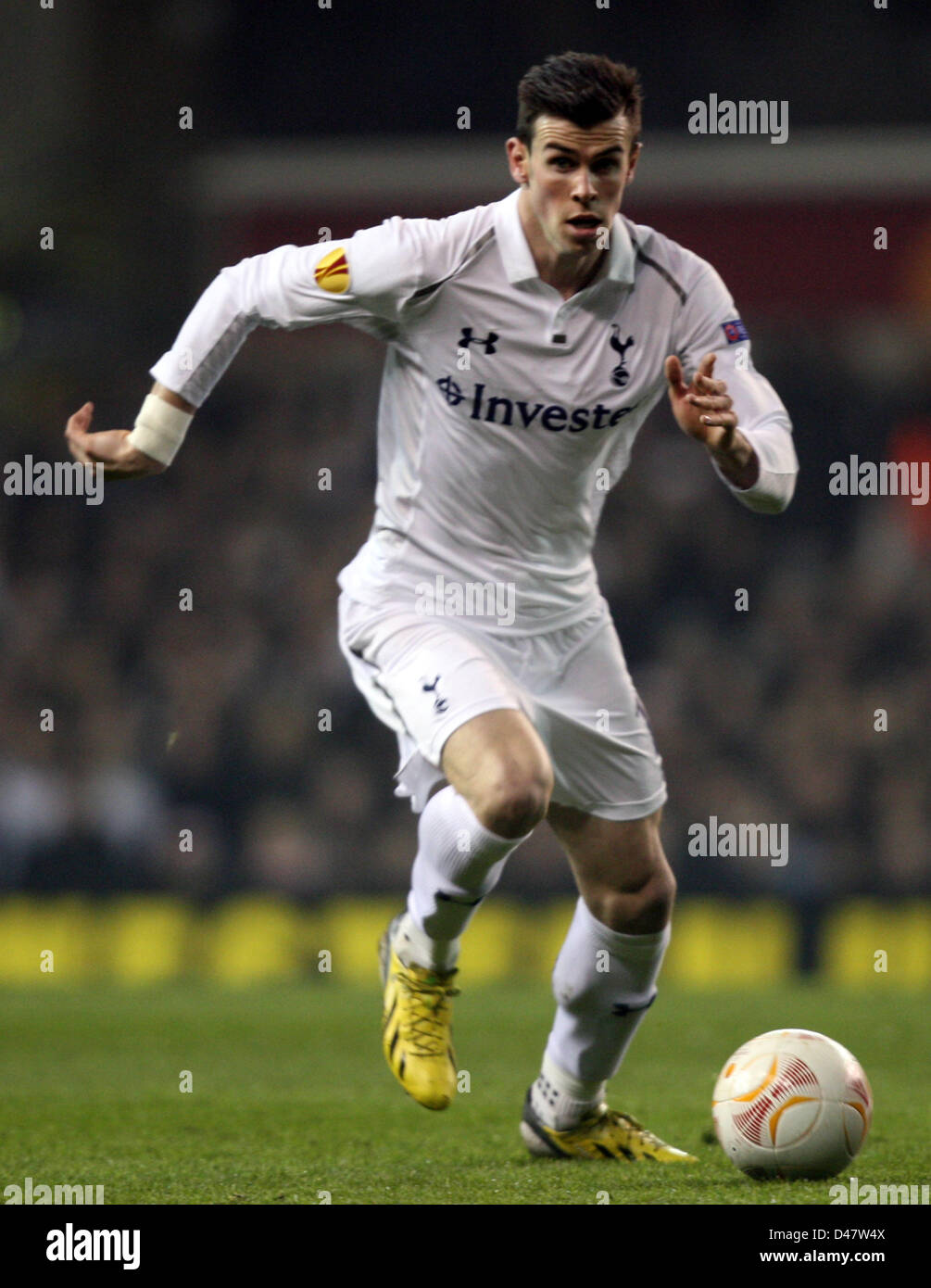 07.03.2013 London, England. Gareth Bale of Tottenham Hotspur during  the Europa League game between Tottenham Hotspur and Inter Milan from White Hart Lane. Tottenham won the first leg tie by a score of 3-0. Stock Photo
