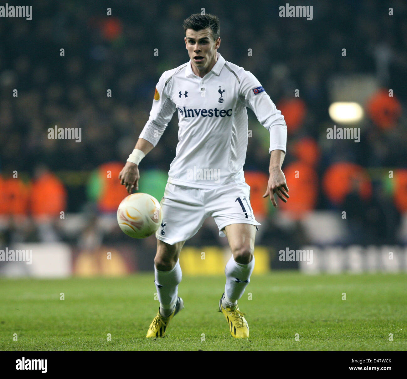 07.03.2013 London, England. Gareth Bale of Tottenham Hotspur during the Europa League game between Tottenham Hotspur and Inter Milan from White Hart Lane. Tottenham won the first leg tie by a score of 3-0. Stock Photo