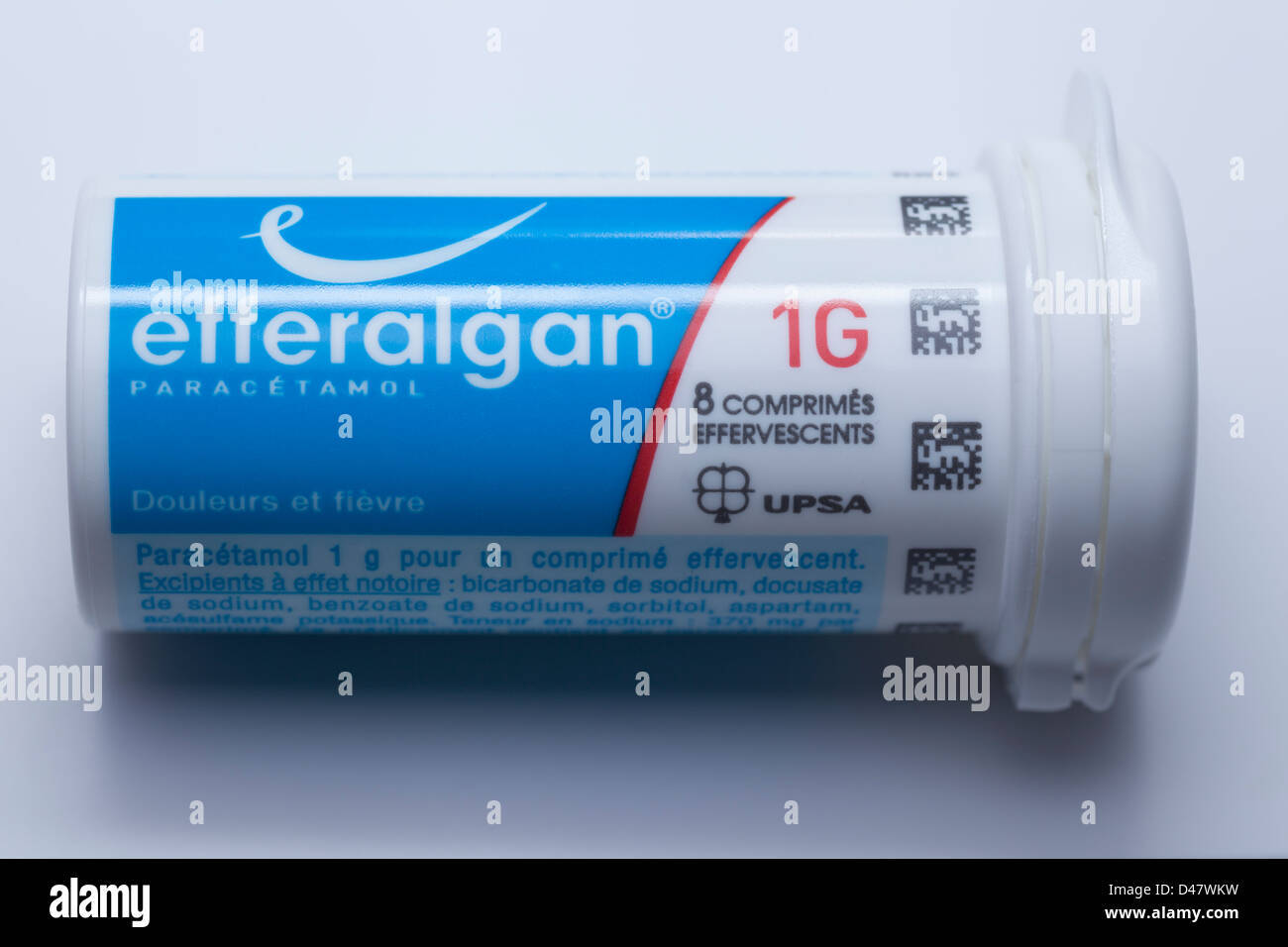 French-branded tube of soluble paracetamol painkillers (Efferalgan 1G - 1 gram tablets) Stock Photo