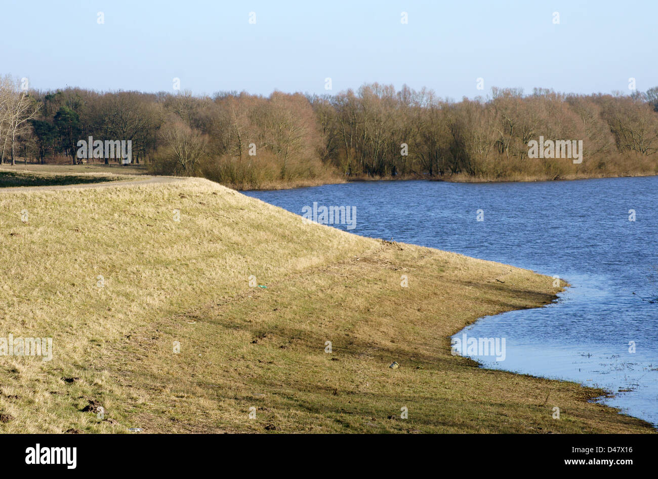 Dike of the river Elbe Stock Photo