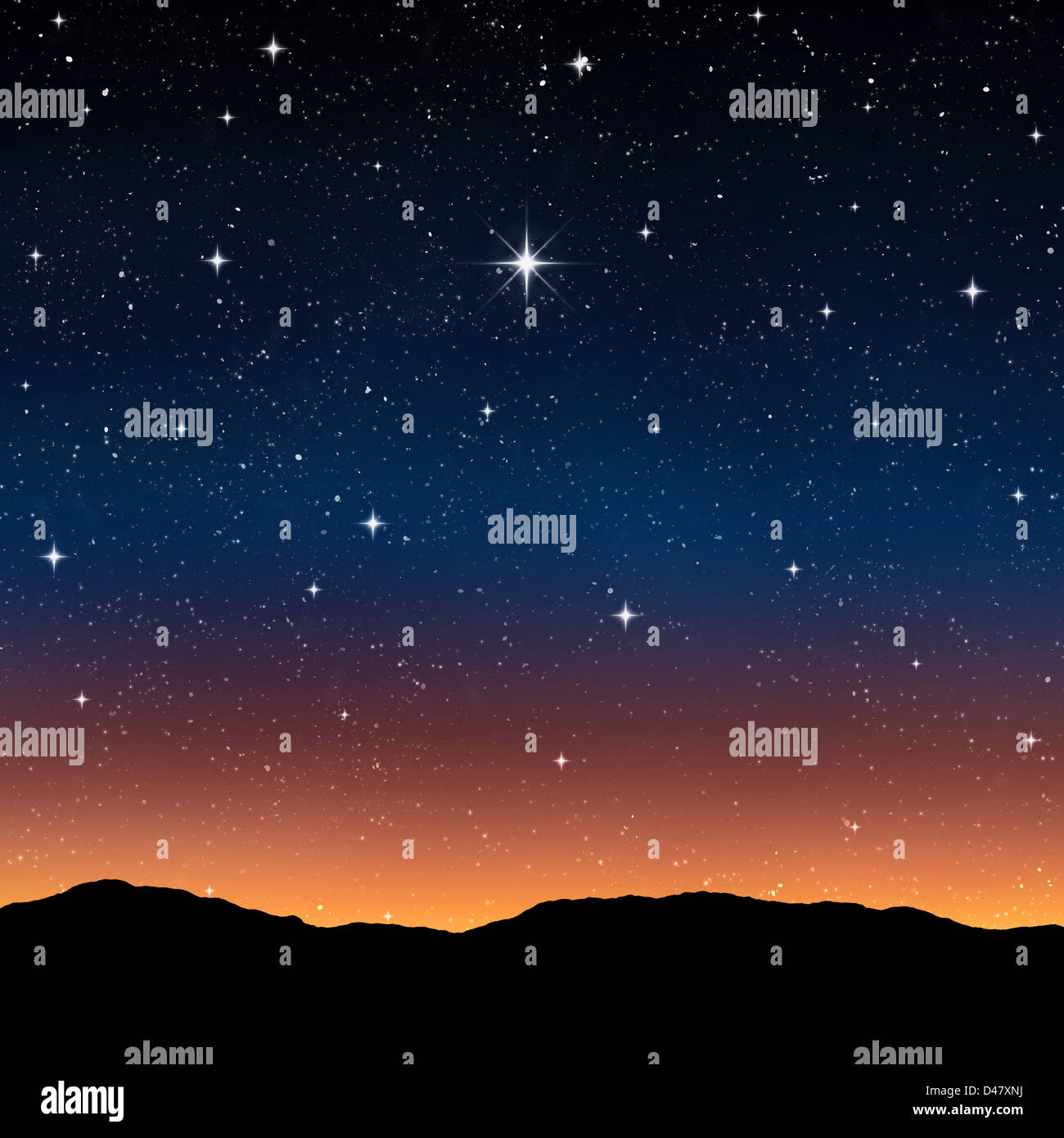 Starry Sky At Night With Bright Wishing Star Stock Photo Alamy