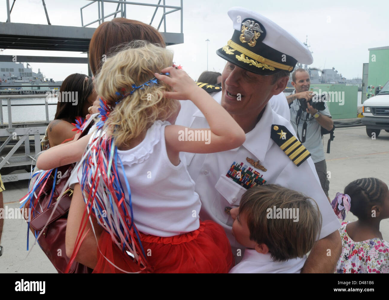 USS Cape St. George returns home. Stock Photo