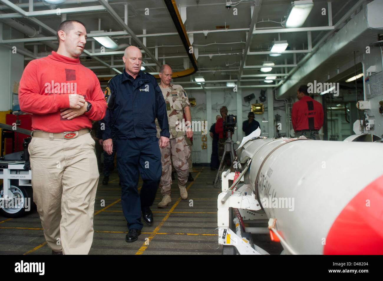 A Swedish navy Rear Adm. learns about the standoff land attack missile