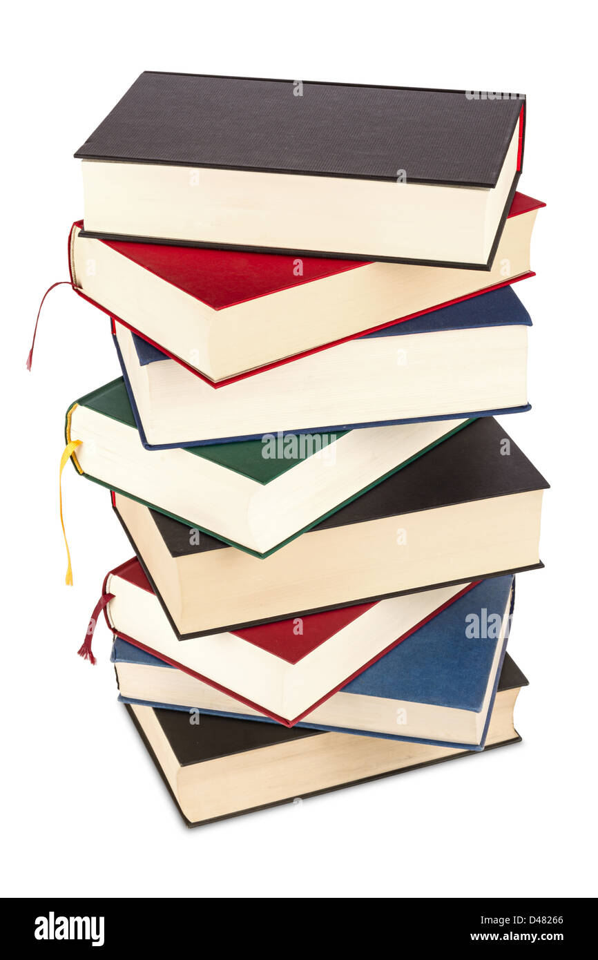 high stack of books Stock Photo