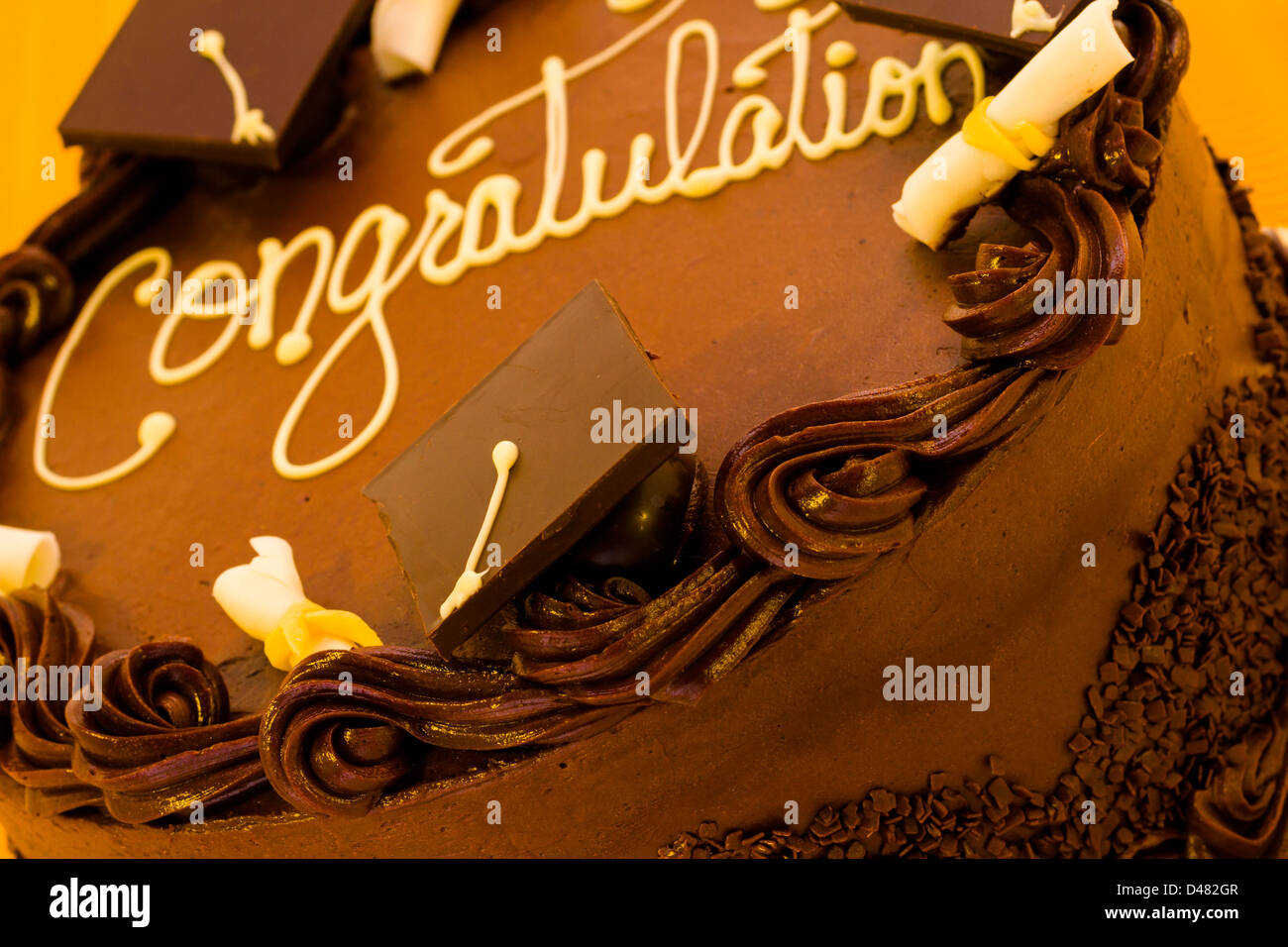 Gourmet chocolate cake decorated for graduation party Stock Photo Alamy