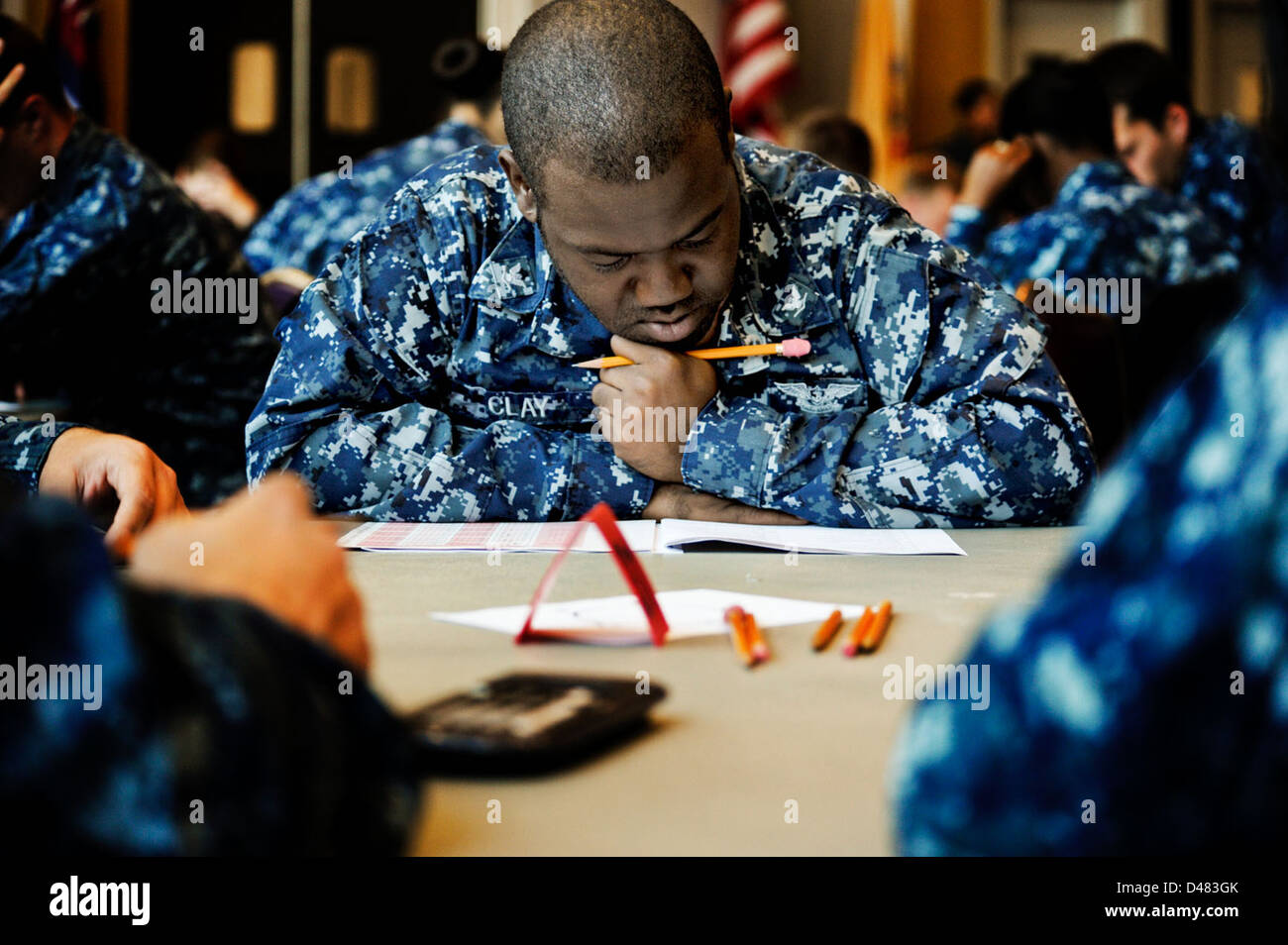 Sailors take an advancement exam Stock Photo Alamy