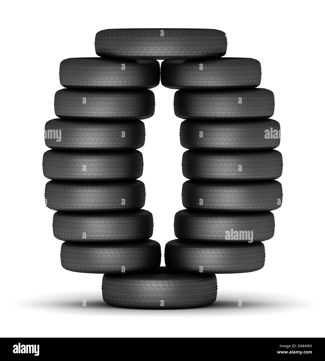 Number 0 from stacked tire Stock Photo