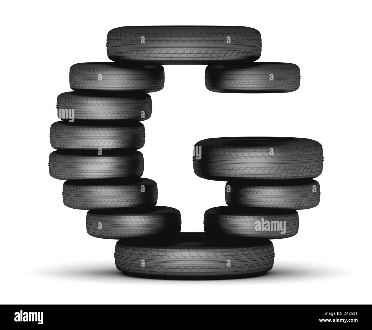 Letter G from stacked tire Stock Photo
