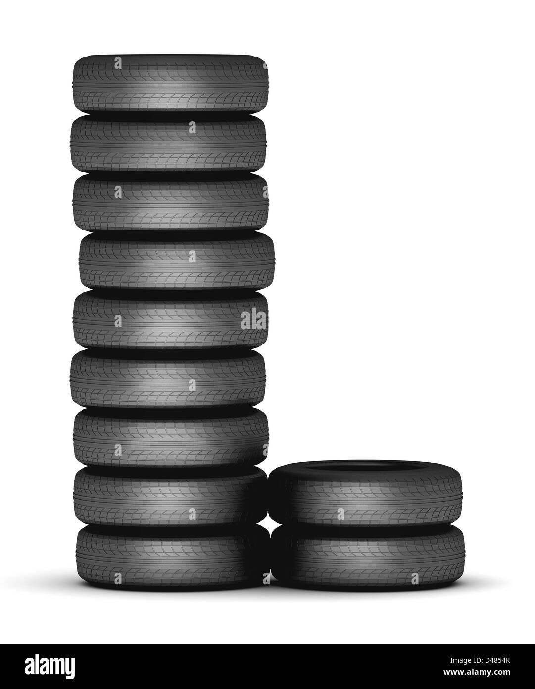 Letter L from stacked tire Stock Photo