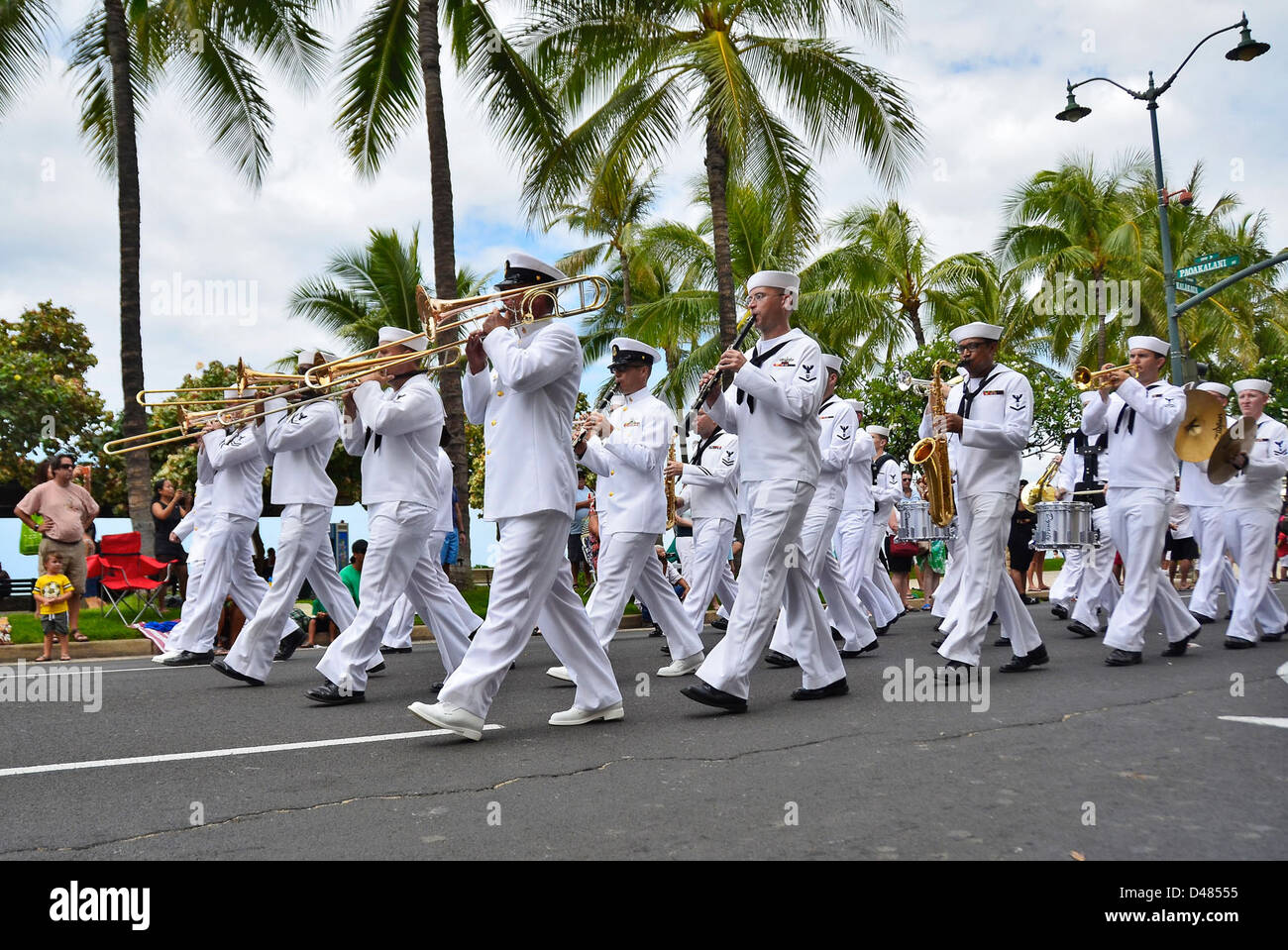 Pacific Fleet Band performs in parade. Stock Photo