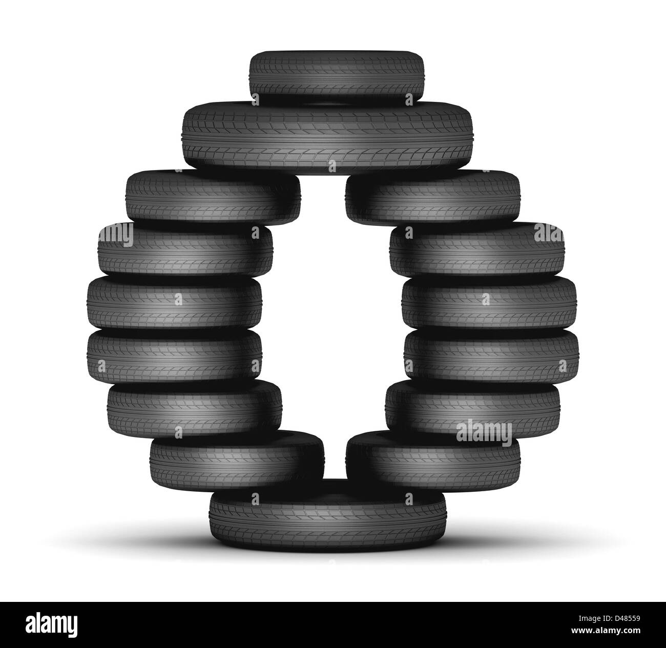 Letter O from stacked tire Stock Photo