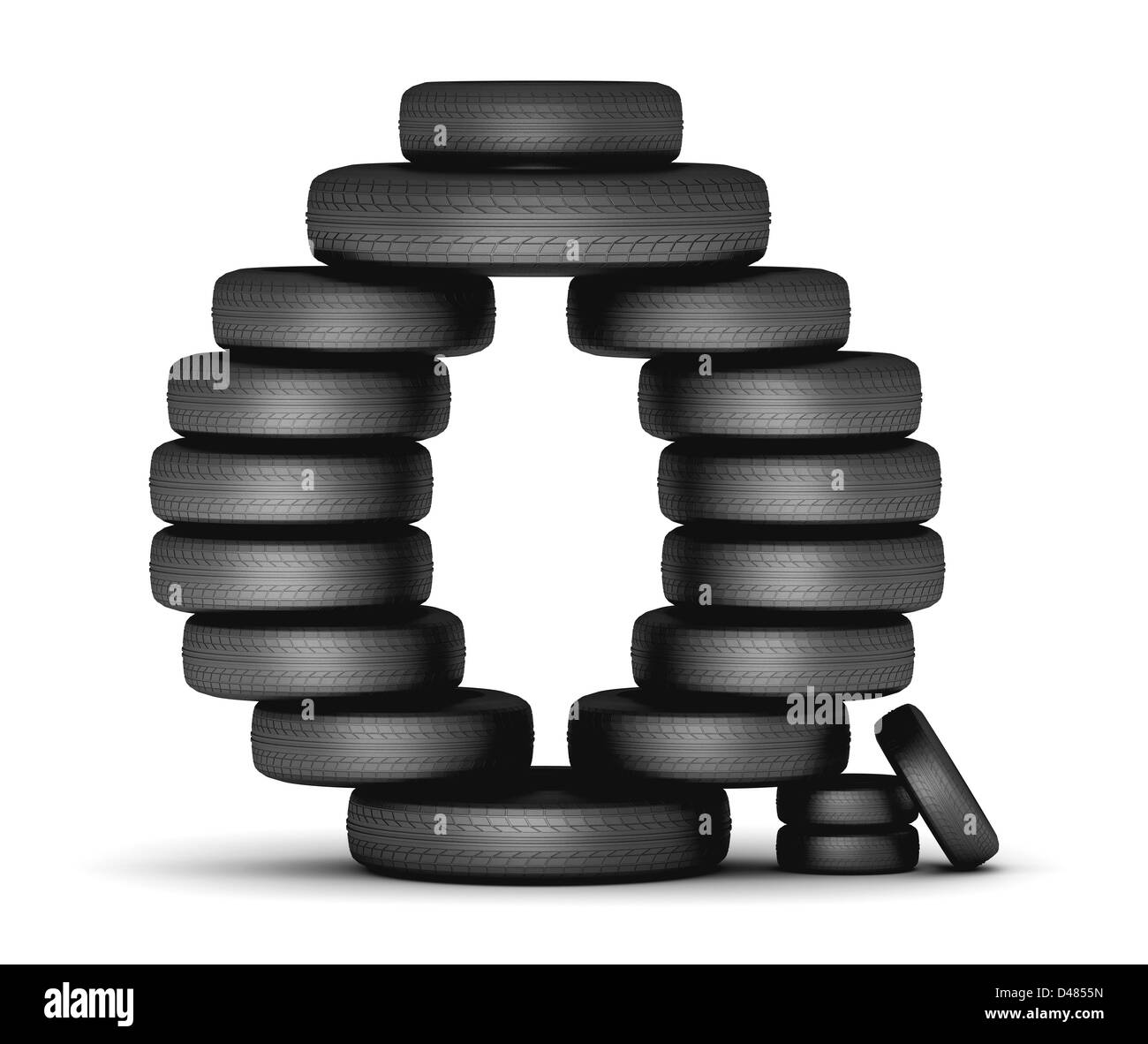 Letter Q from stacked tire Stock Photo