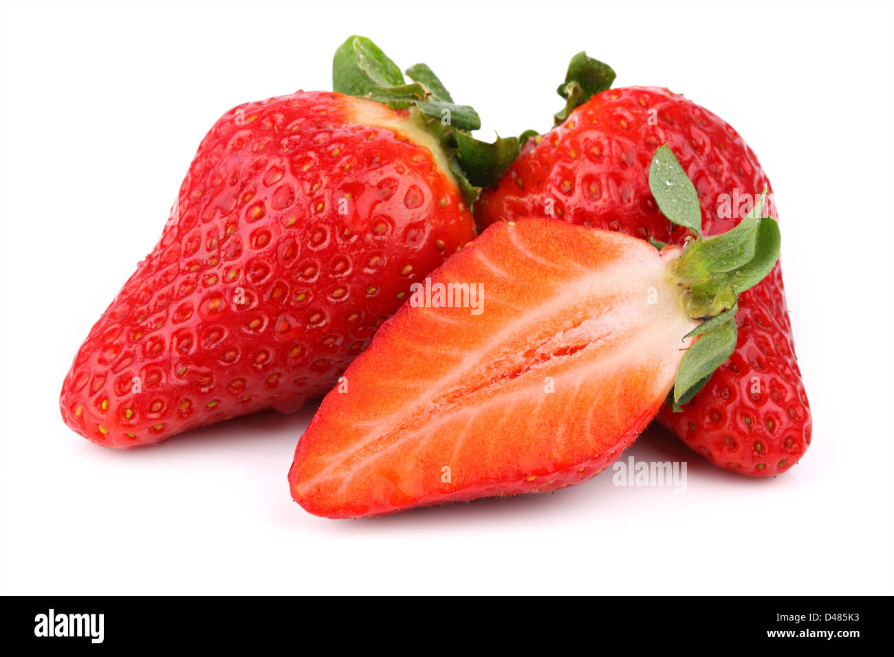 a group of strawberrys on white background Stock Photo
